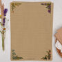 A4 Kraft Letter Writing Paper With Floral Corners, thumbnail 1 of 4