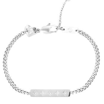 Personalised Woman's Sparkling Petite Cosmic Star Bar Bracelet In Silver, 6 of 11
