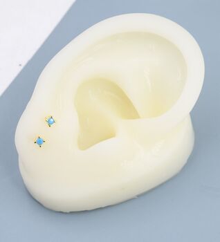 Extra Tiny 2mm Turquoise Stud Earrings, 3 of 12