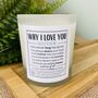Personalised Reasons Why I Love You Valentines Candle, thumbnail 2 of 11