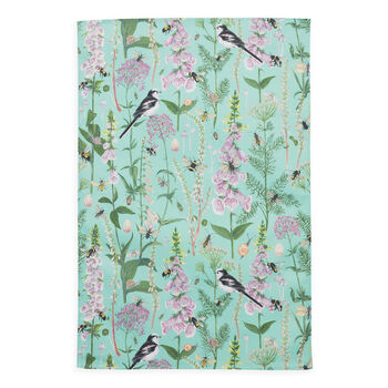 Longtail And Foxglove Floral And Bird Tea Towel, 3 of 8