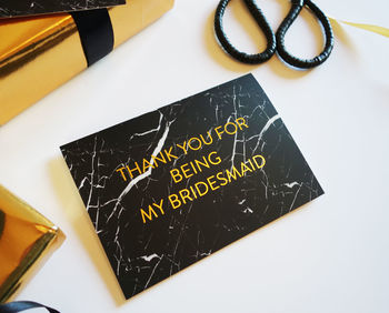 Marble And Gold Foil Thank You For Being My Bridesmaid, 6 of 10