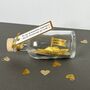 Personalised Gold Paper Ship In A Bottle – Golden Anniversary Gift, thumbnail 2 of 12