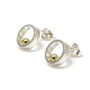 Silver With Gold Ball Open Circle Stud Earrings, thumbnail 1 of 8