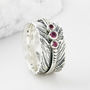 Freedom Feather Mani Rhodolite Silver Spinning Ring, thumbnail 1 of 7