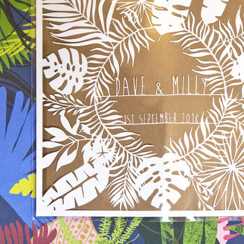 Personalised First Anniversary Tropical Paper Cut, 7 of 9