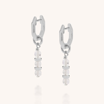 Linear Huggie Crystal April Birthstone Earrings, 4 of 7