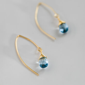 Aquamarine Gemstone Wrapped Long Earrings, 3 of 9