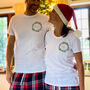 His And Hers Initial Wreath Christmas Pyjamas, thumbnail 1 of 2