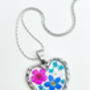 Heart Necklace With Forgetmenot And Pink Flowers, thumbnail 9 of 12