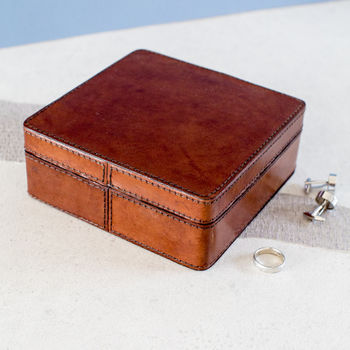 Personalised Square Leather Cufflink Box, 7 of 9