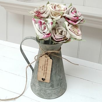 Linen 4th 12th Anniversary Flowers Jug Tag Option, 10 of 12
