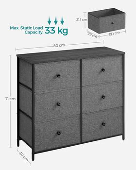 Chest Of Drawers Six Fabric Drawer Storage Dresser, 11 of 12