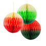 Three Red And Green Ombre Paper Honeycomb Decorations, thumbnail 2 of 2