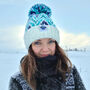 Andrea Hall Alpine Midnight Zig Zag Super Bobble Hat, thumbnail 8 of 8