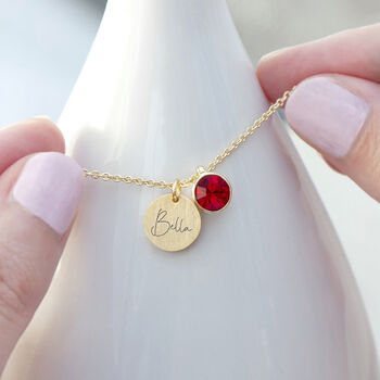 Personalised Gold Plated Birth Crystal Disc Necklace, 5 of 12