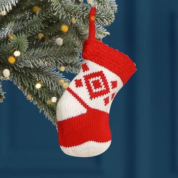 Set Of Three Knitted Hanging Christmas Decorations, 6 of 6