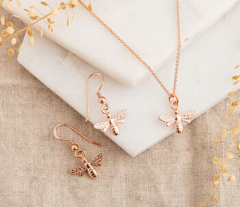 Delicate Rose Gold Plated Sterling Silver Bee Necklace, 4 of 4