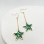 Minimal Festive Drop Green Star Earrings, thumbnail 1 of 7