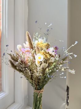 Dried Field Bouquet With Forget Me Not And Statice, 4 of 5