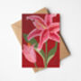 Stargazer Lily Greeting Card, Botanical Illustration, Pinks And Reds, All Occasion, In Sympathy, Mothers Day, Mum, For Her, Valentines, thumbnail 1 of 2