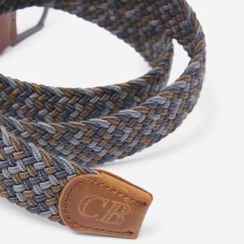 Grey And Sand Zigzag Men's Woven Stretch Belt, 2 of 2