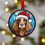 Working Cocker Spaniel Chocolate In Santa Hat Suncatcher Decoration, thumbnail 6 of 6