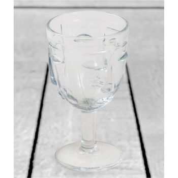 Set Of Six Clear Deco Face Wine Glasses, 3 of 3