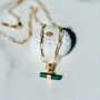 The T Bar Green Onyx Necklace, Gold Plated, thumbnail 7 of 9