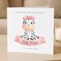 Personalised Cute Zebra New Baby Girl Card, thumbnail 2 of 8