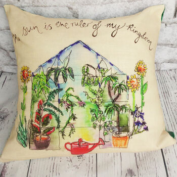 Glorious Gardener's Greenhouse Velvet Cushion Cover, 5 of 5