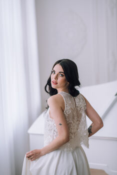 Sleeveless Wedding Dress Topper Lace Bridal Top, 6 of 12