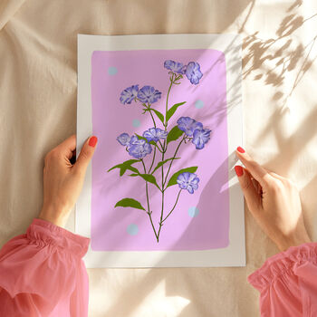 Delicate Floral Art Print Lilac, 5 of 5