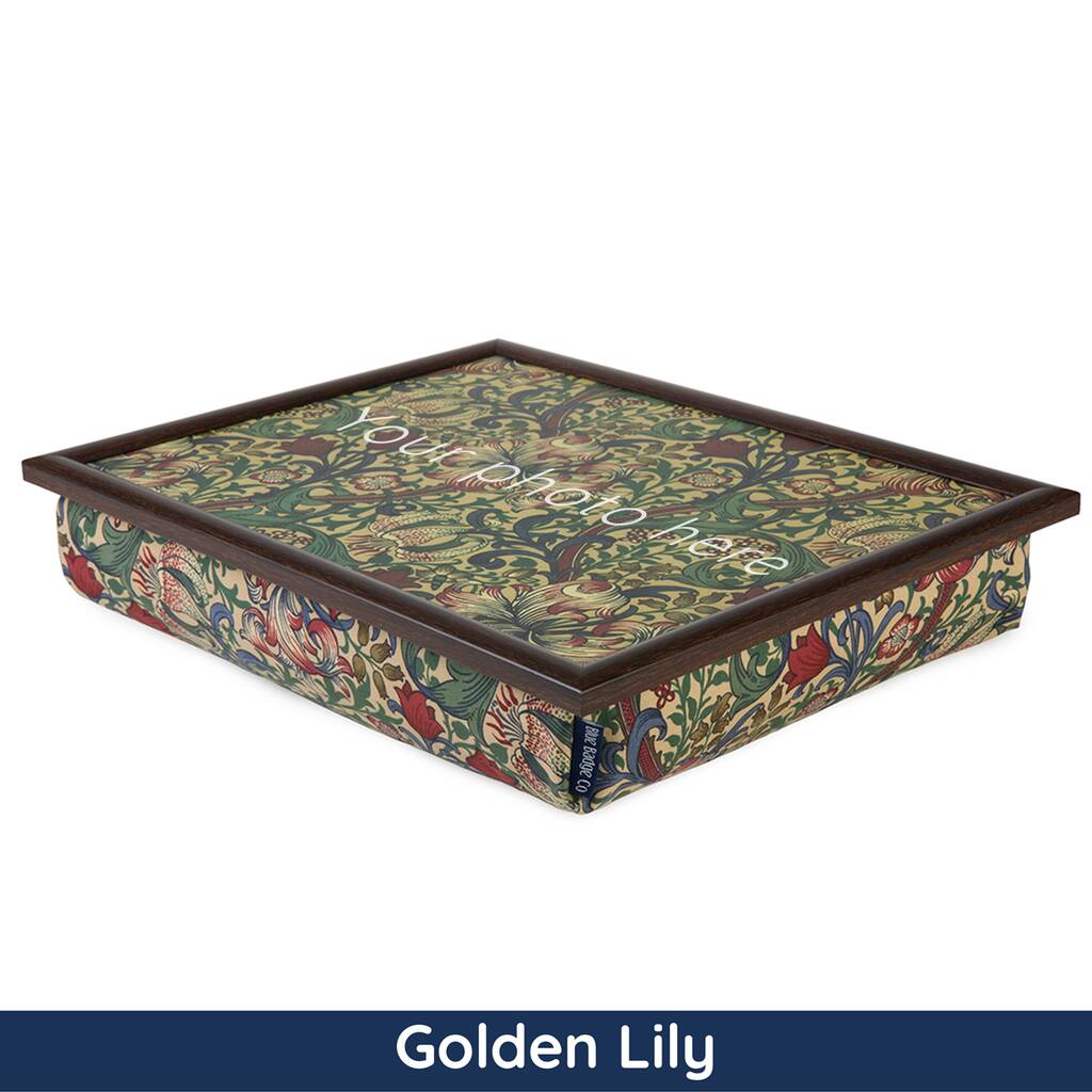 Personalised William Morris Bean Bag Cushioned Lap Tray By Blue Badge