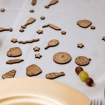 50 Pack Personalised Wooden Table Confetti – Christmas And New Year’s Party Decoration, 2 of 4