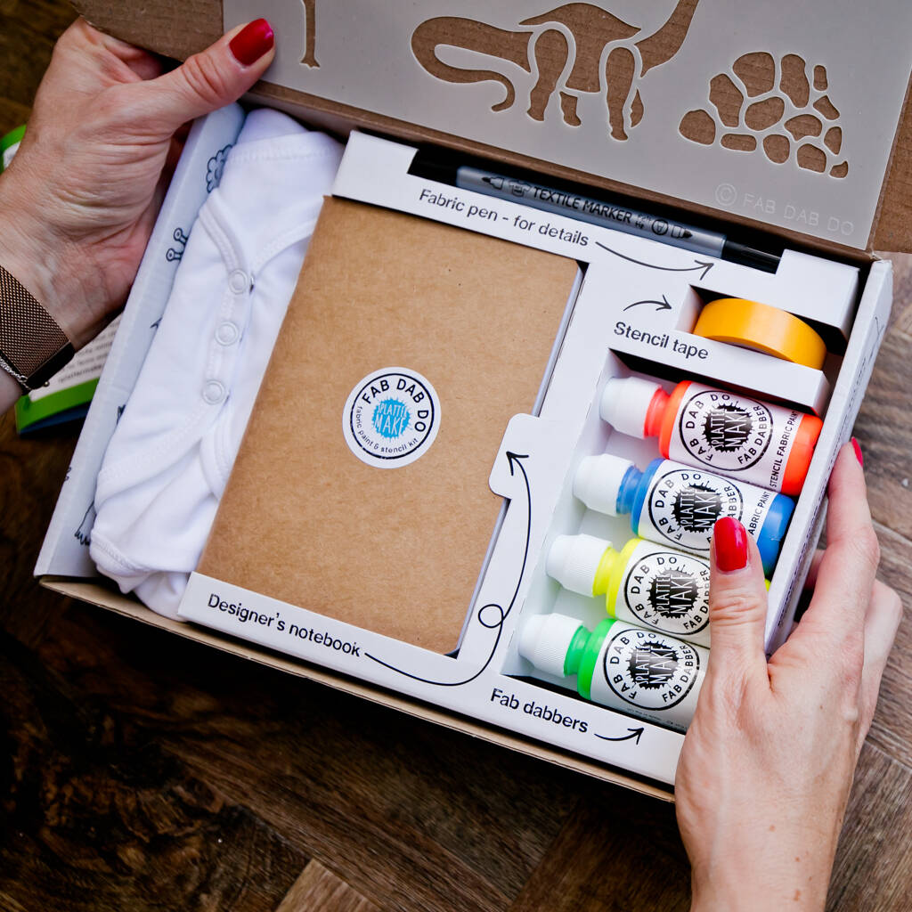 Image of Fab Dab Boo Dinosaur Craft Stencil Kit For Baby Clothes