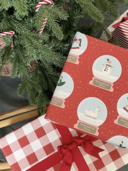 Personalised Festive Snow Globe Wrapping Paper, 2 of 5