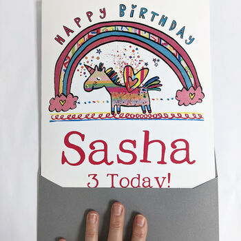 Personalised Big Unicorn Birthday Card, 2 of 8