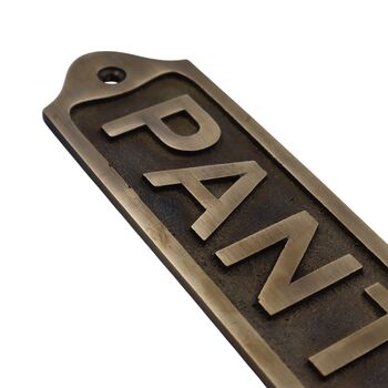 Solid Brass Pantry Plaque With Antique Finish, 5 of 5