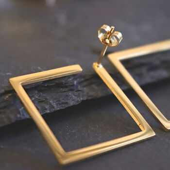 Square Earrings Gold Geometric Jewellery, 2 of 6