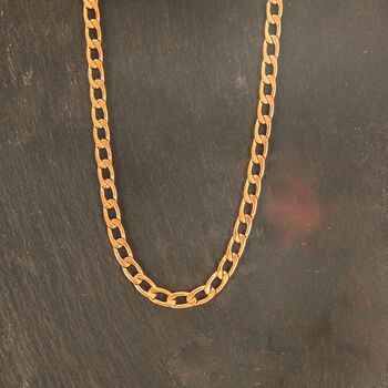 Gold Curb Chain Necklace 18 K Gold Plated, 7 of 9