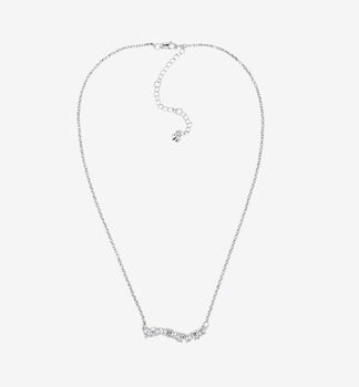 Nami 925 Sterling Silver Plated Cz Stone Wave Necklace, 3 of 6