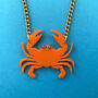 Orange Crab Acrylic Necklace, thumbnail 1 of 4