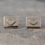 Square Heart Sterling Silver Stud Earrings, thumbnail 2 of 3