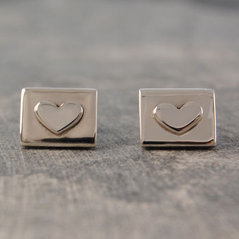 Square Heart Sterling Silver Stud Earrings, 2 of 3