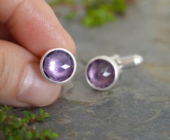 Amethyst Cufflinks In Solid Sterling Silver, 3 of 3