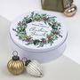 Personalised Christmas Wreath Biscuit Tin, thumbnail 2 of 6