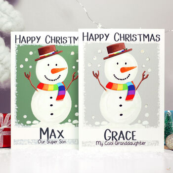 Personalised Snowman Christmas Card, 3 of 12