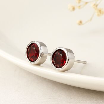 Sterling Silver January Birthstone Stud Earrings – 7mm, 3 of 8