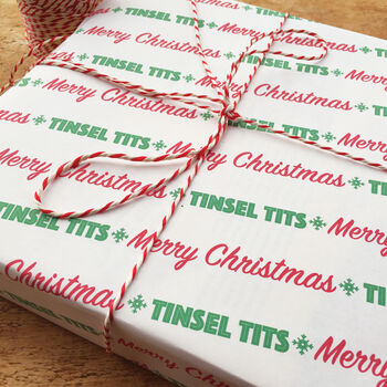 Funny Tinsel Tits Christmas Wrapping Paper, 2 of 5